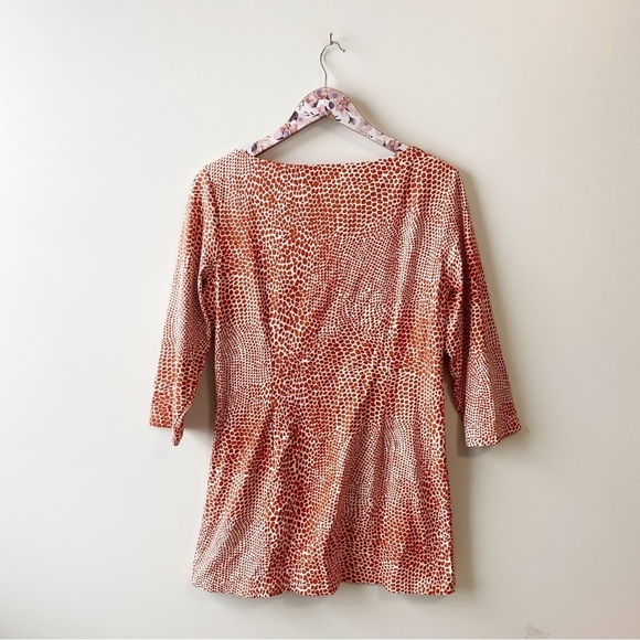 J. MCLAUGHLIN Orange Giraffe Print Side Gathered Catalina Cloth Tunic Top! Large - Picture 8 of 8